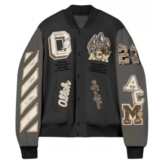 AC Milan Off White Varsity Jacket White Varsity Jacket